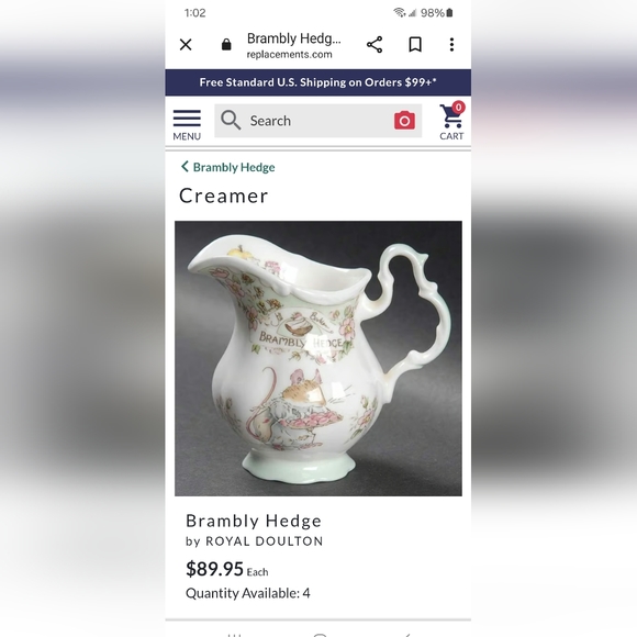 "Tea Service" creamer from the Brambly Hedge series by Royal Doulton. - Picture 9 of 9